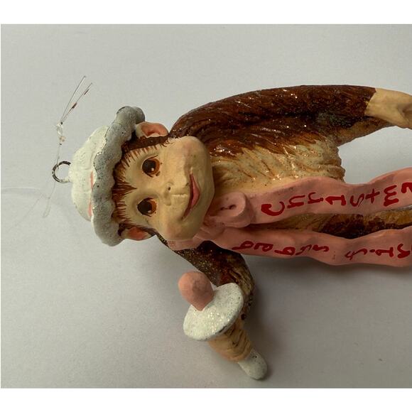 Baby's 1st Christmas Monkey Ornament Cutesy Kitsch - Picture 3 of 12